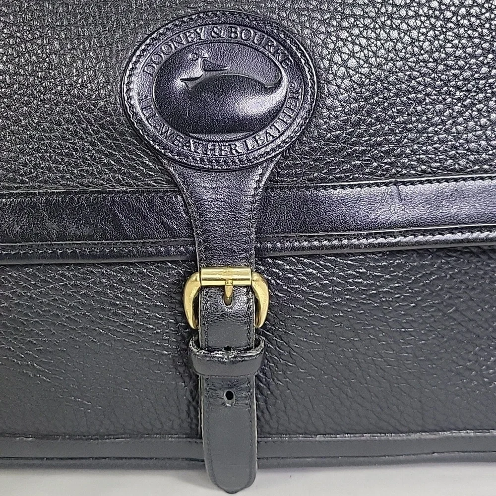 Vintage Dooney & Bourke Black Pebble Leather Briefcase Bag